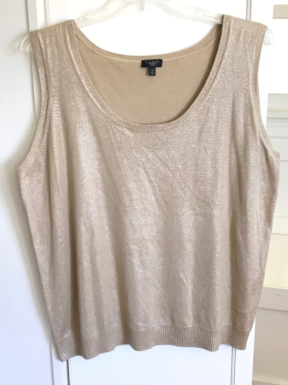 TALBOTS Silk Cotton Sleeveless Blouse Top Tan Metallic Gold Women’s Plus Size 3X